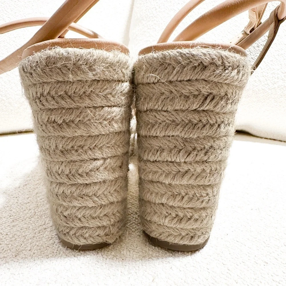 NEW BP Cohan Espadrille Platform Wedge Sandal sz 10 Strappy Brown Tan